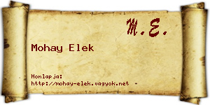 Mohay Elek névjegykártya